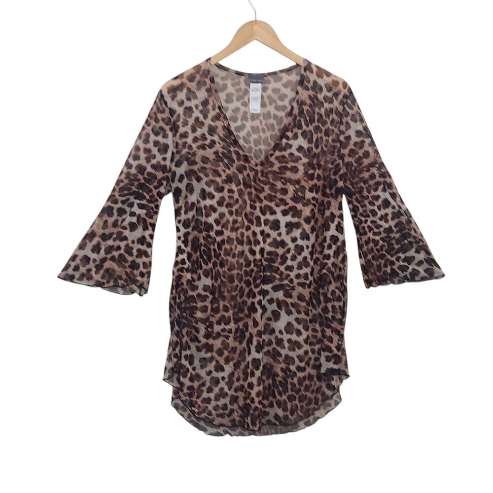Jordan Taylor Animal print bathing suit cover-up Size Large Sheer Mesh Dress